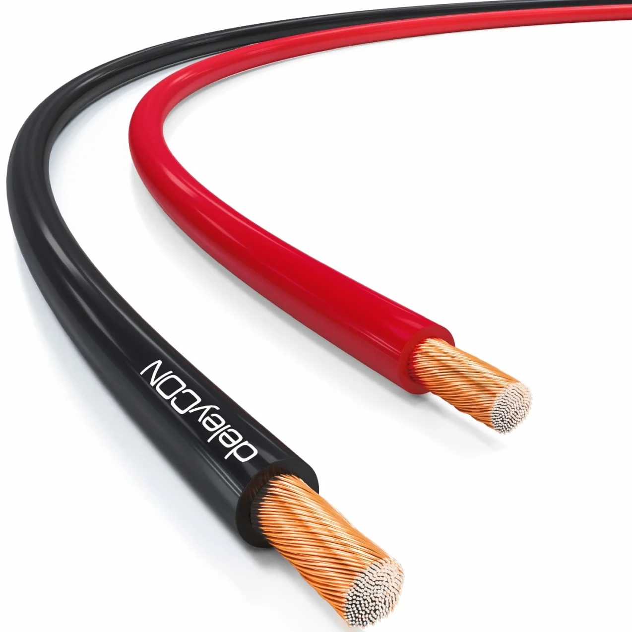 deleyCON 10m Kabel Głośnikowy 2x 2,5mm² Przewód Głośnikowy Aluminium Pokryte Miedzią CCA 2x50x0,25mm Lica Oznaczenie Biegunowości - Rot/schwarz