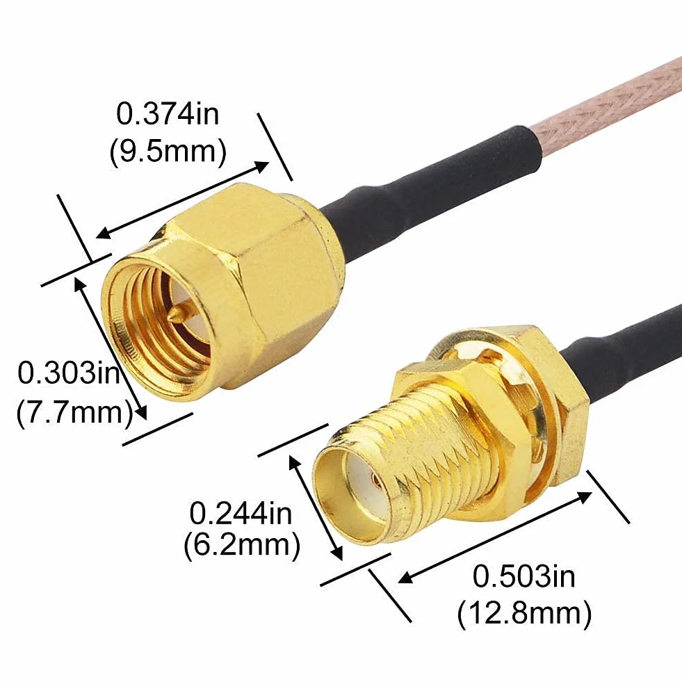 DollaTek 5 szt. SMA RG178 złącze koncentryczne zestaw przedłużający antenę WiFi kabel FPV niska strata męski żeński 10 cm