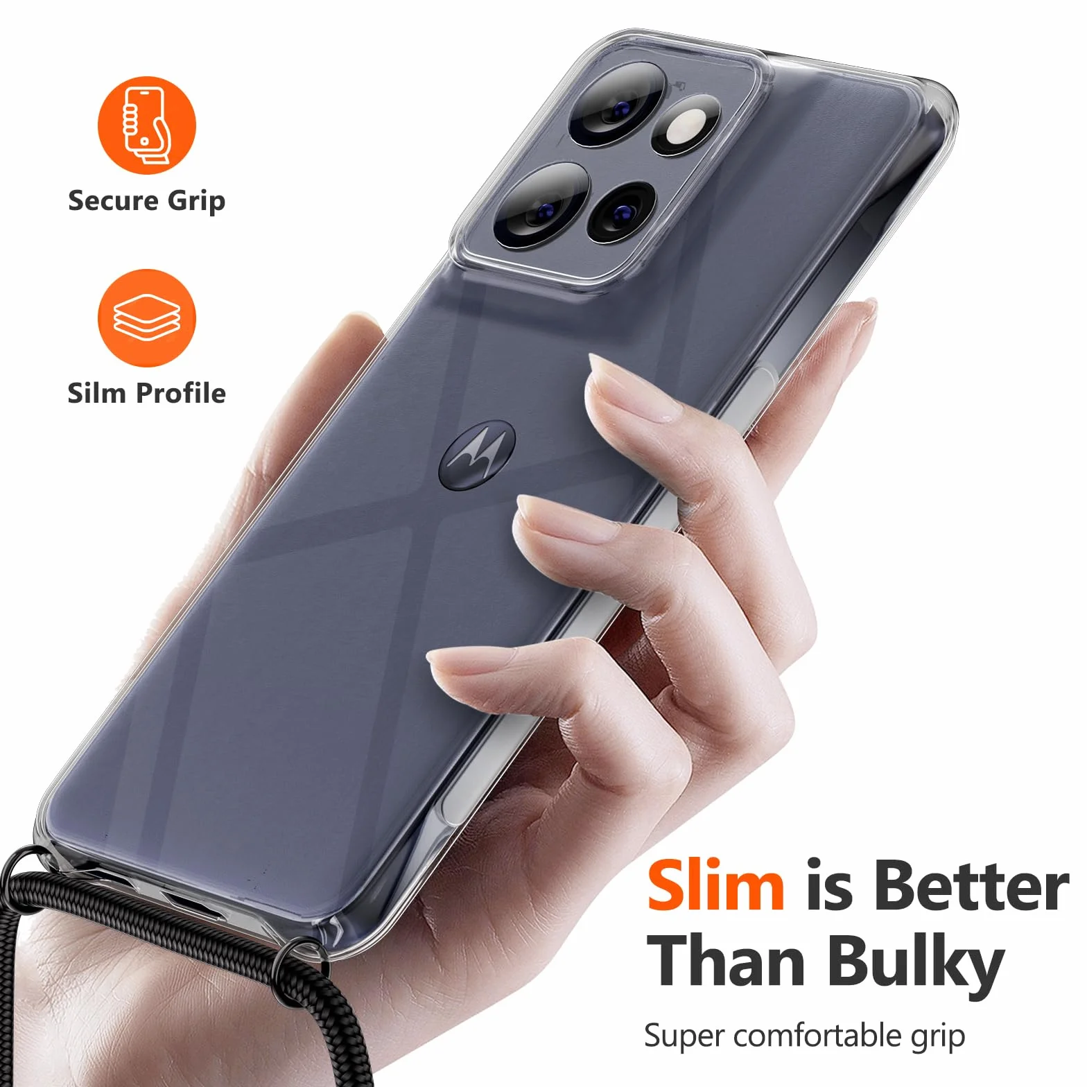 Etui na długim pasku, kompatybilne z Motorola Edge 60 Neo/Edge 50 Neo, przezroczyste, silikonowe, ochronne, odporne na wstrząsy, odporne na zarysowania, przezroczyste, z tworzywa TPU, zielone