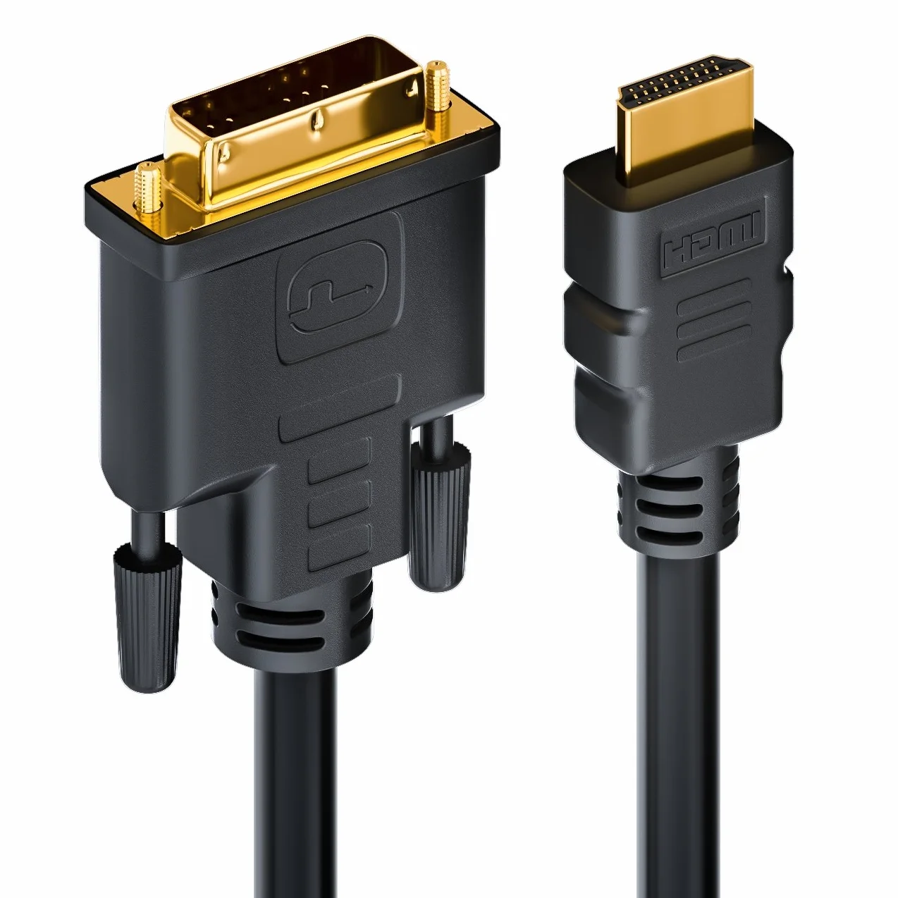 deleyCON 2m HDMI na DVI Kabel DVI-D DVI-I High Speed 3D Ready Kabel Adaptera 1080p FULL HD HDTV 3D Projektor Laptop Monitor TV - Czarny