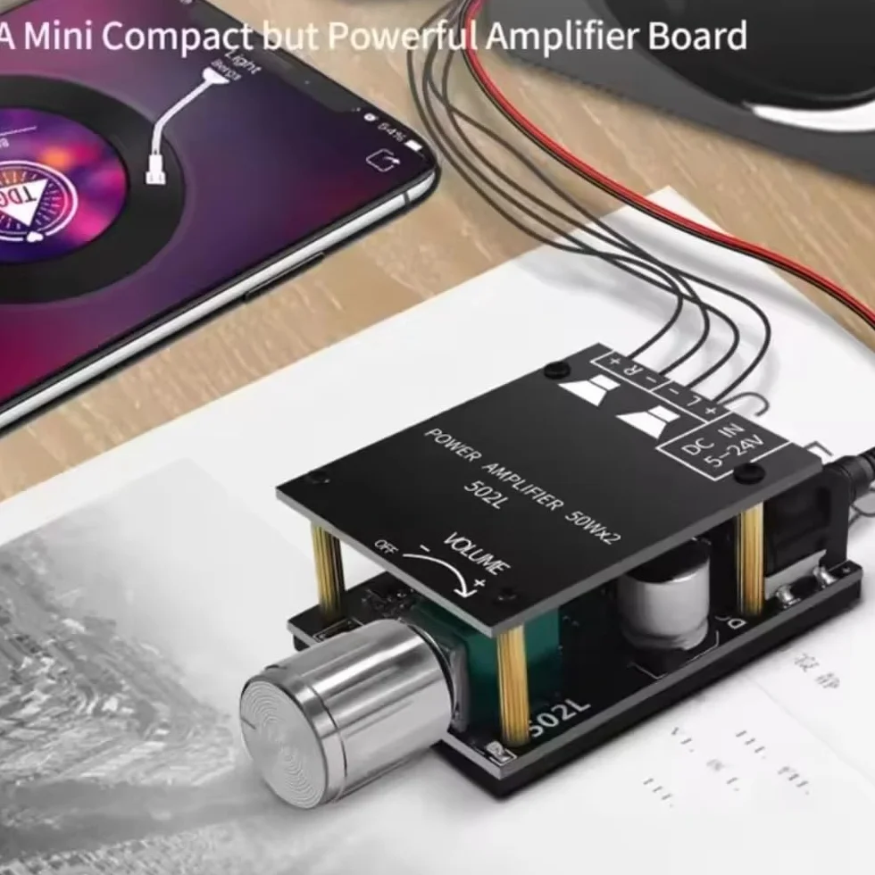 DollaTek 2x50W TPA3116 bluetooth 5.0 mini karta cyfrowy wzmacniacz mocy z prze??cznikiem i regulowan? g?o?no?ci? z obudow?