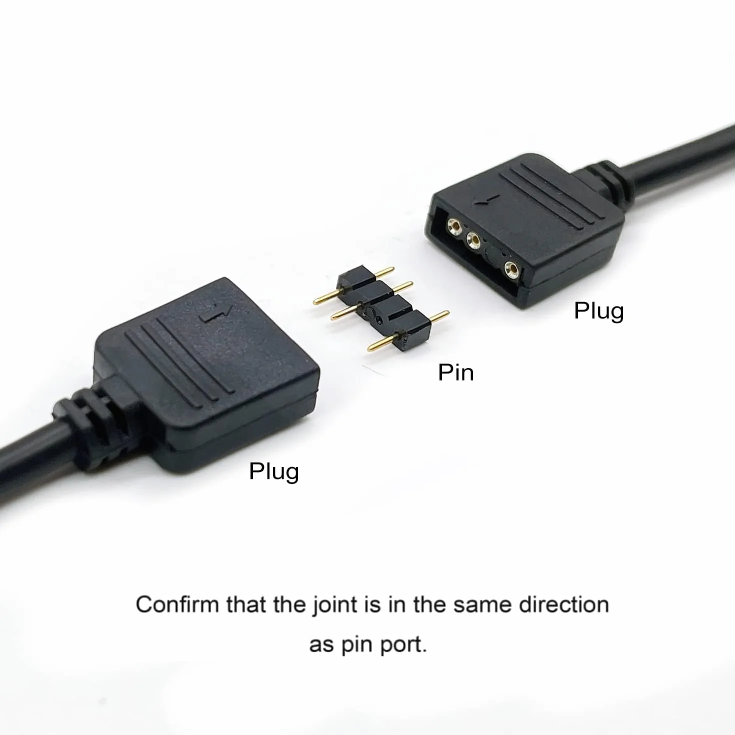 RUNCCI-YUN 5 sztuk Kabel Rozdzielacz 1 do 1 ARGB 5V 3 Pin żeński do SM 3-pinowy męski przedłużacz, rozdzielacz ARGB do wentylatorów RGB i taśm LED (czarny)