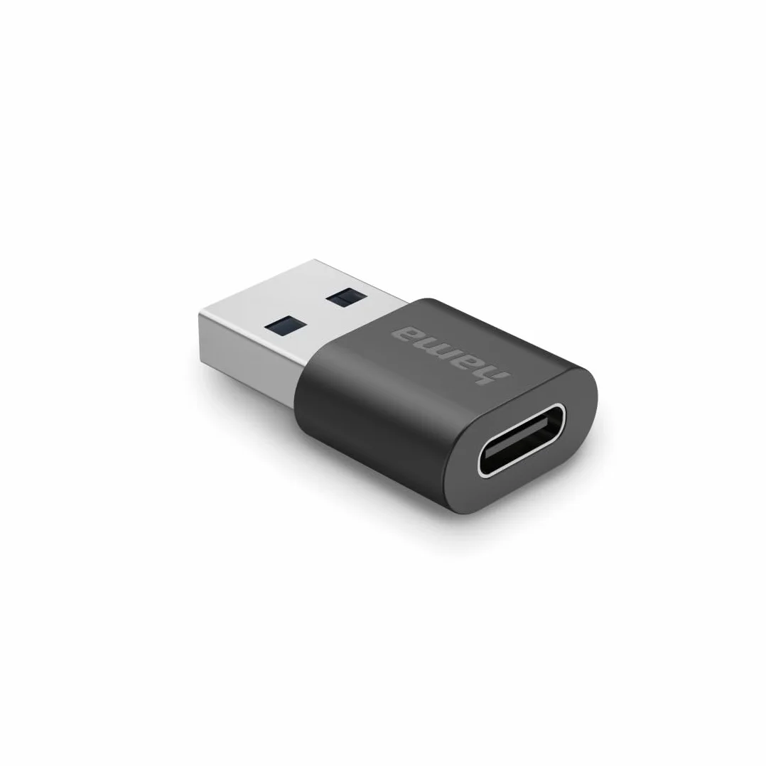 Adapter USB-C do USB-A, Wtyk USB 3.2, Super-Speed-Plus Transfer Danych, HAMA Czarny, Wysokiej Jakości i Stabilne Połączenie
