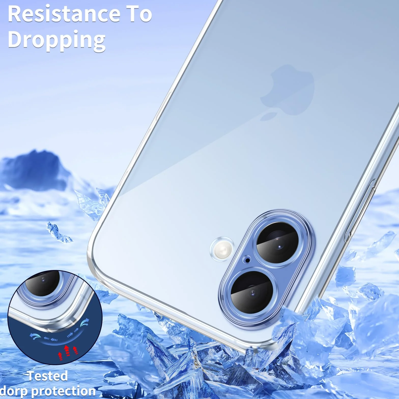 Phoona Etui ochronne na iPhone 17 z 2 szkłami hartowanymi, przezroczyste silikonowe TPU Anti-Shock & Anti-Scratch