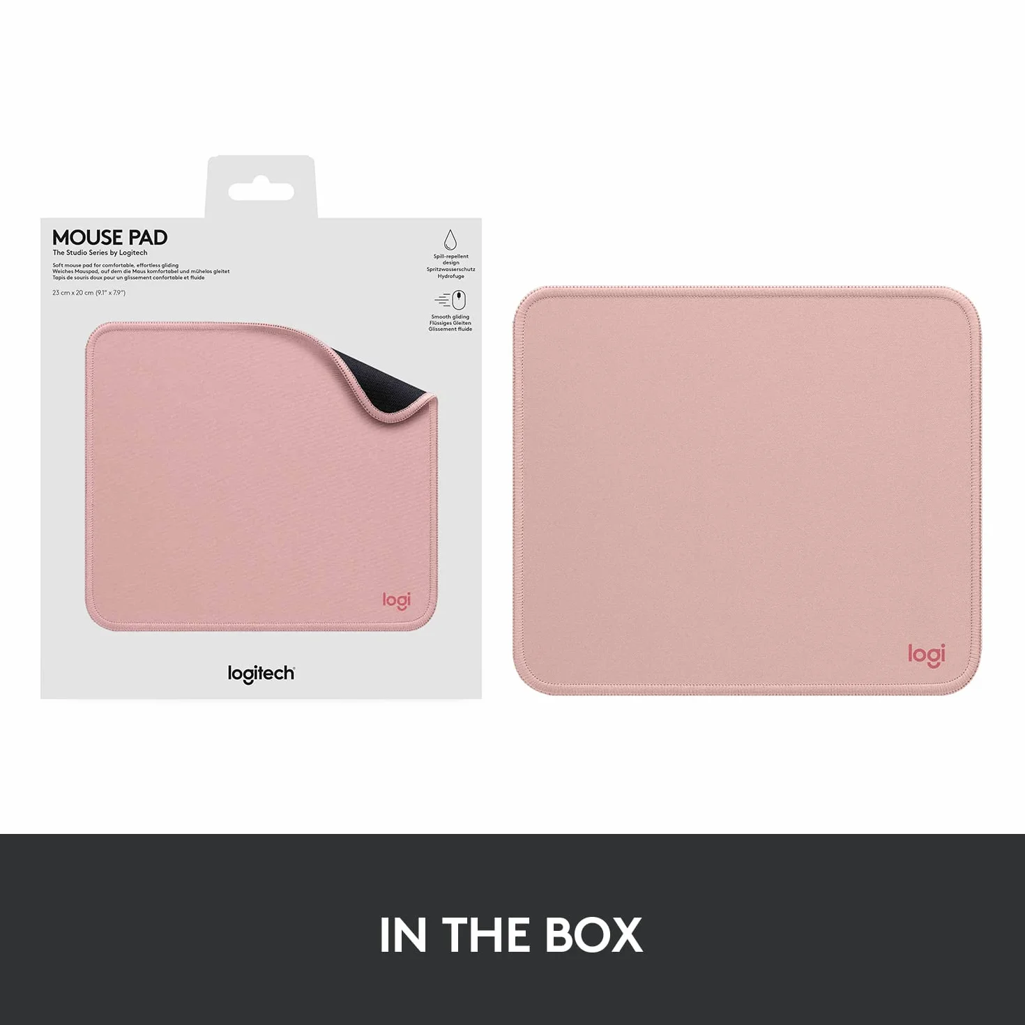 Logitech Mouse Pad - Studio Series, Podkładka pod myszkę komputerową z antypoślizgowym, gumowym spodem, odporną na zalanie powierzchnią, trwała, przenośna, nowoczesny design - Różowy